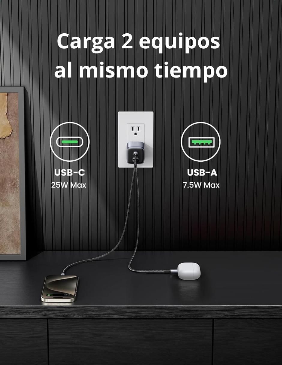 Cargador pared USB + USB tipo C 3