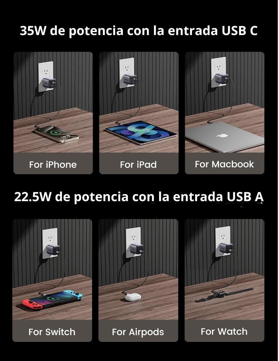Cargador pared USB + USB tipo C 4