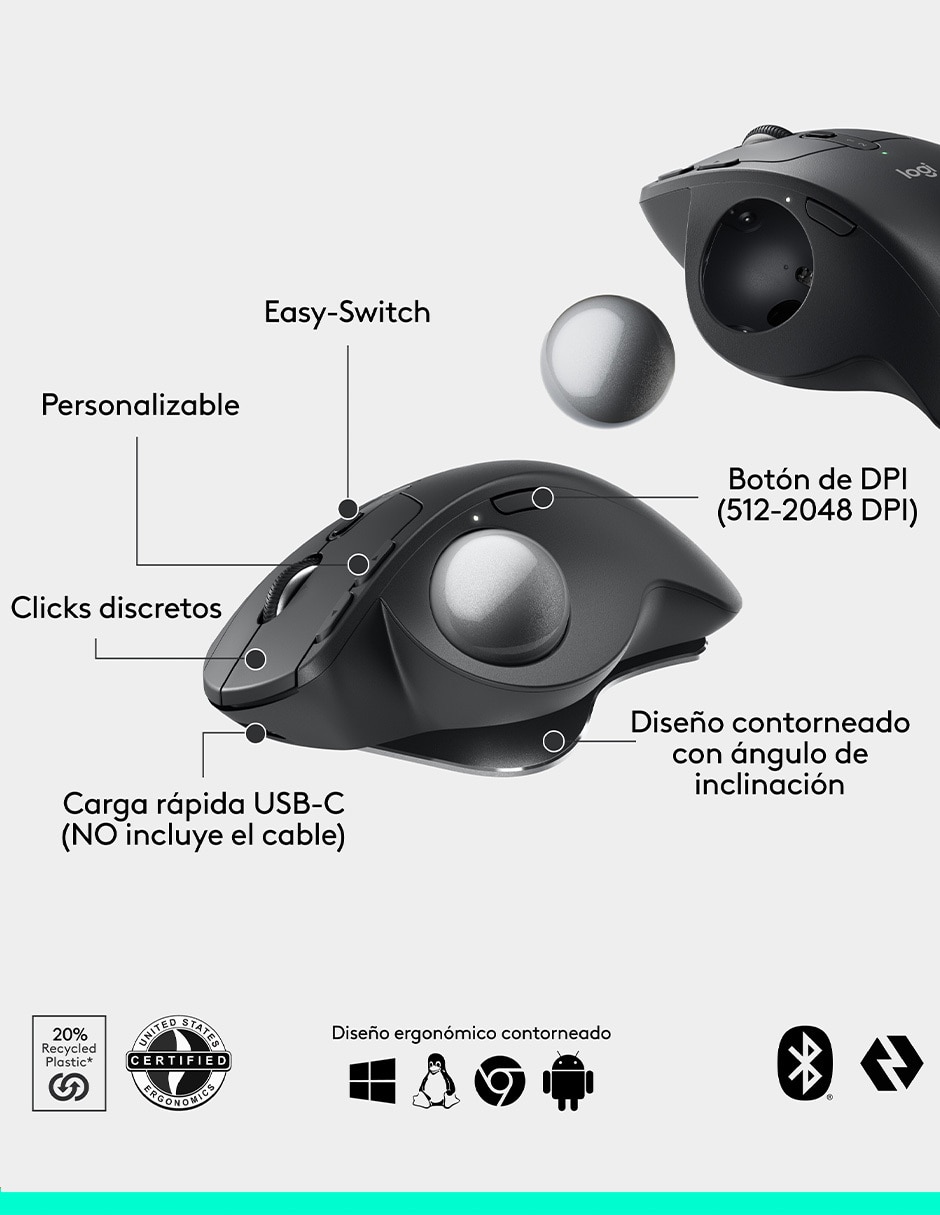 Mouse Gamer Inalámbrico mx ergo s 910-007261 6