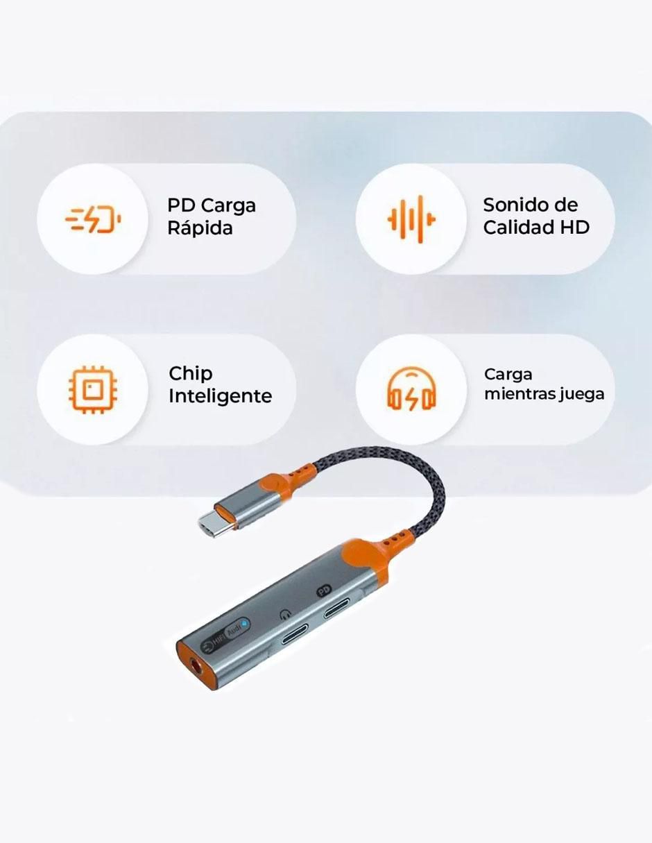 Cable USB C a tipo auxiliar 3.5 mm de 18 cm 4