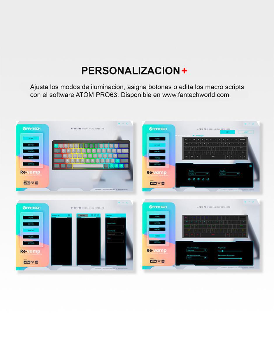 Teclado gamer conexión inalámbrica Atom Pro 63 Mercury 4