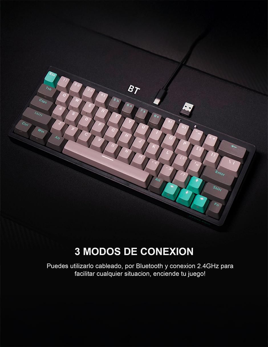 Teclado gamer conexión inalámbrica Atom Pro 63 Mercury 5
