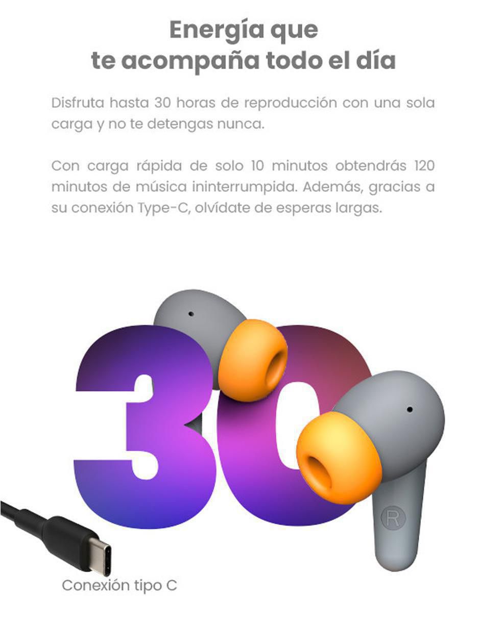 Audífonos in-ear Getttech Earbud Gue-t8pbl táctil inalámbricos con cancelación de ruido
