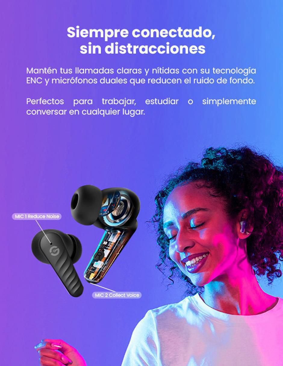 Audífonos in-ear Getttech Earbud Gue-t8pbl táctil inalámbricos con cancelación de ruido