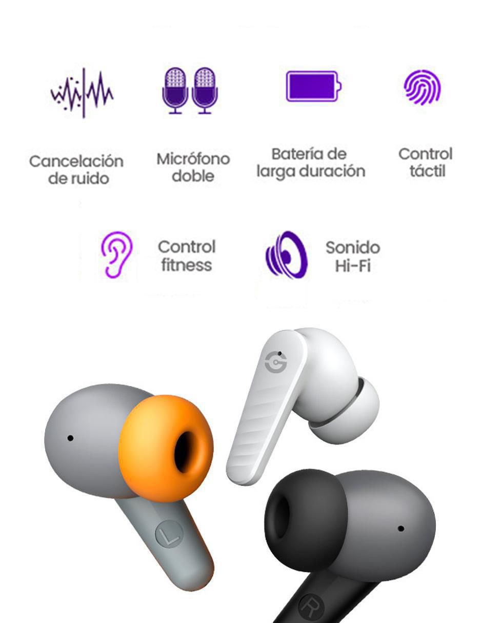 Audífonos in-ear Getttech Earbud Gue-t8pbl táctil inalámbricos con cancelación de ruido