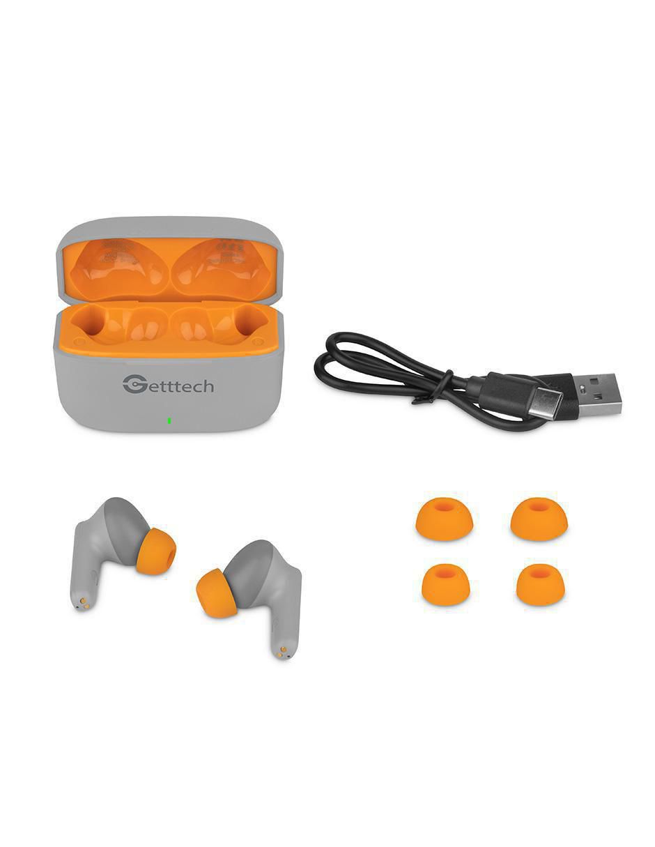 Audífonos in-ear Getttech Earbud Gue-t8pbl táctil inalámbricos con cancelación de ruido