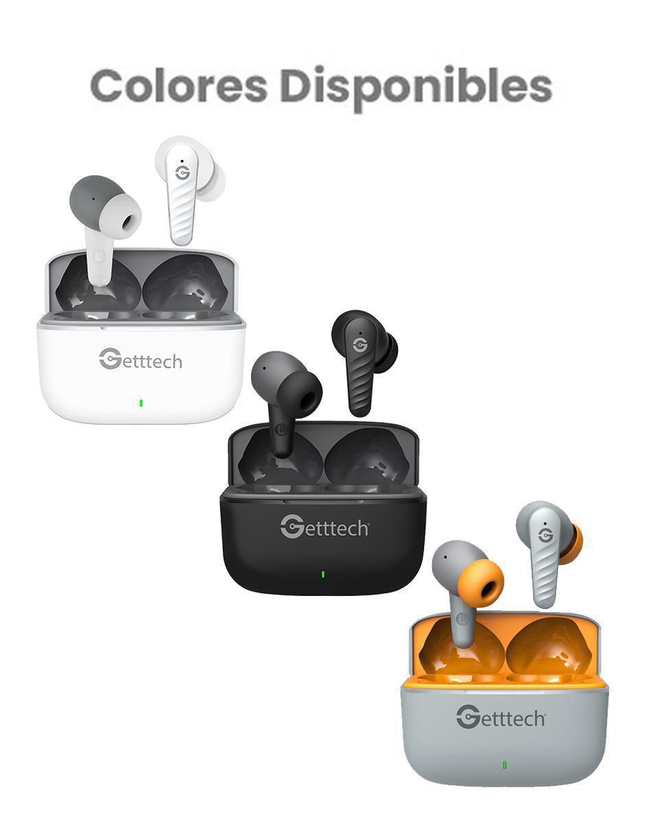 Audífonos in-ear Getttech Earbud Gue-t8pbl táctil inalámbricos con cancelación de ruido