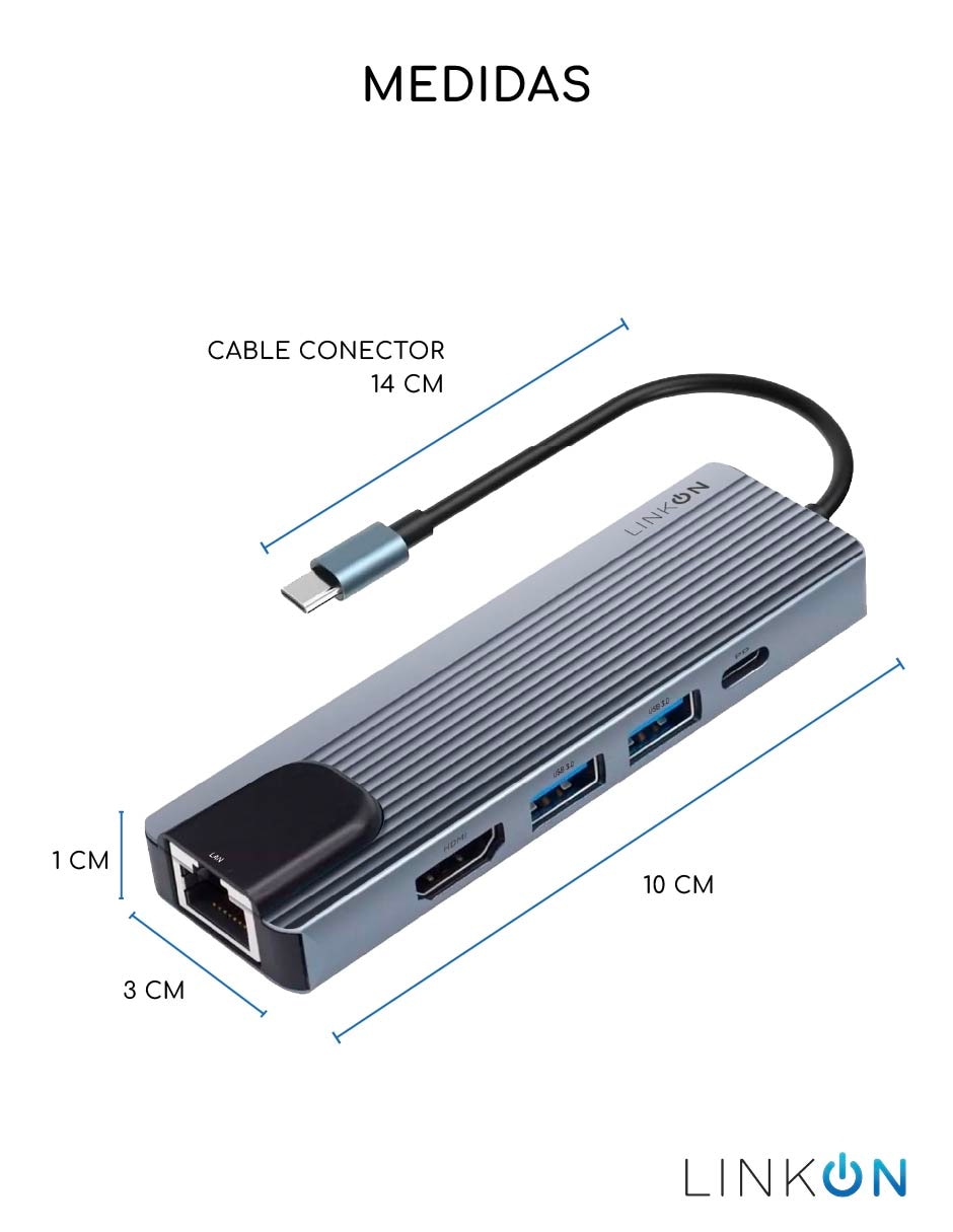 Hub USB 5 en 1 de 5 contactos 6