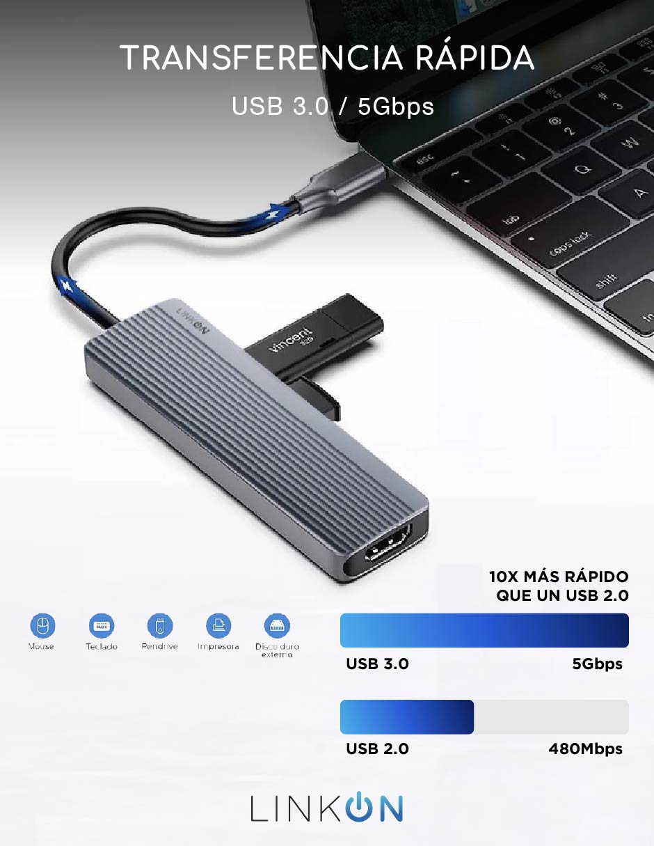 Hub USB 6 en 1 de 6 contactos 3