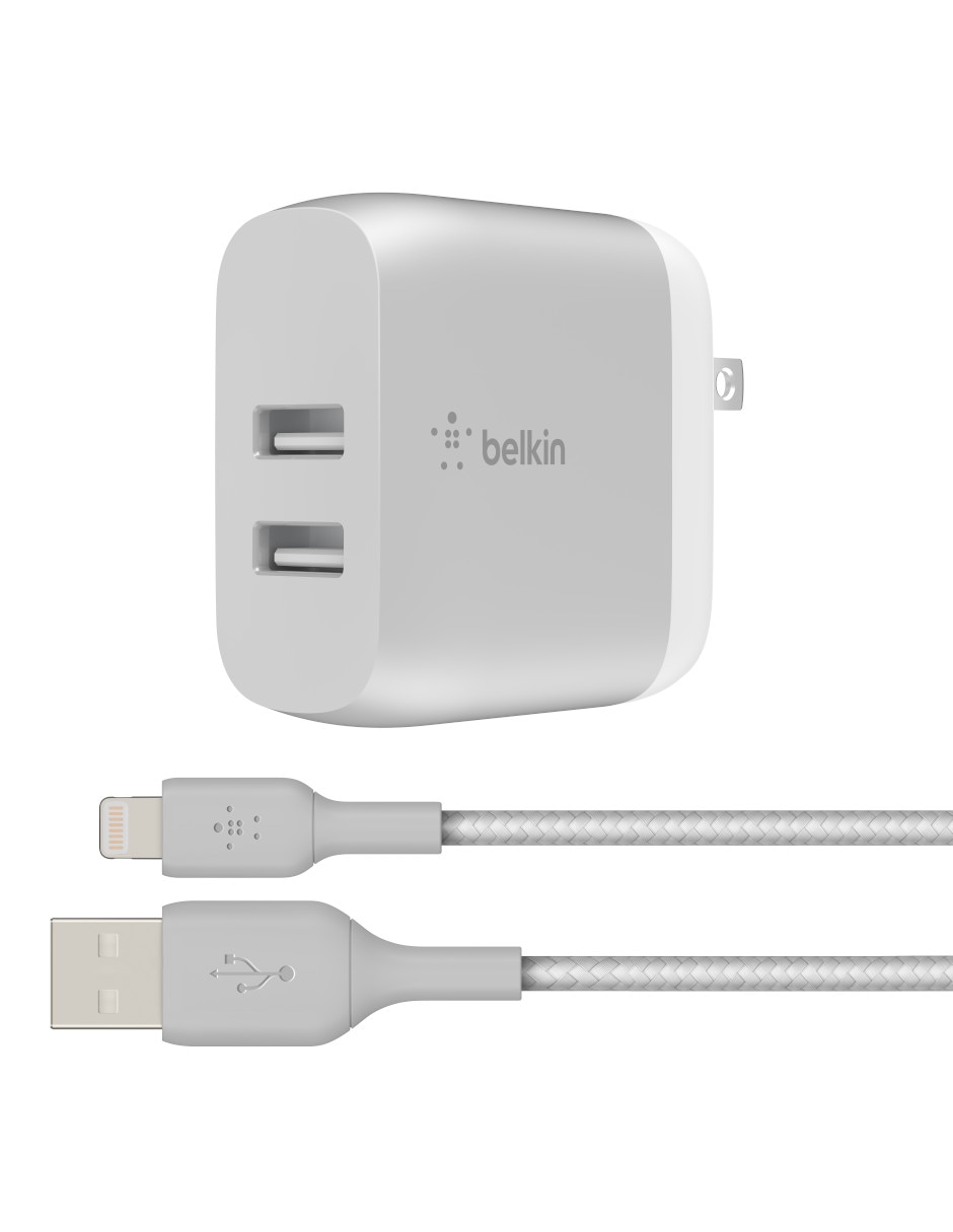 CARGADOR PARED BELKIN 24W, PLATEADO