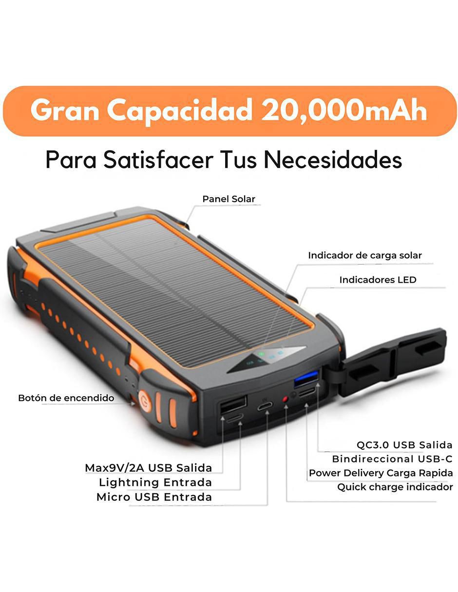 Batería portátil mr. gadgets 20000 mah batería de carga solar