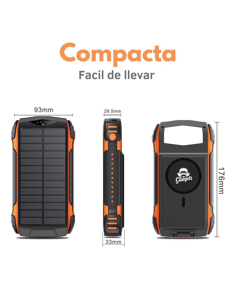 Batería portátil mr. gadgets 20000 mah batería de carga solar