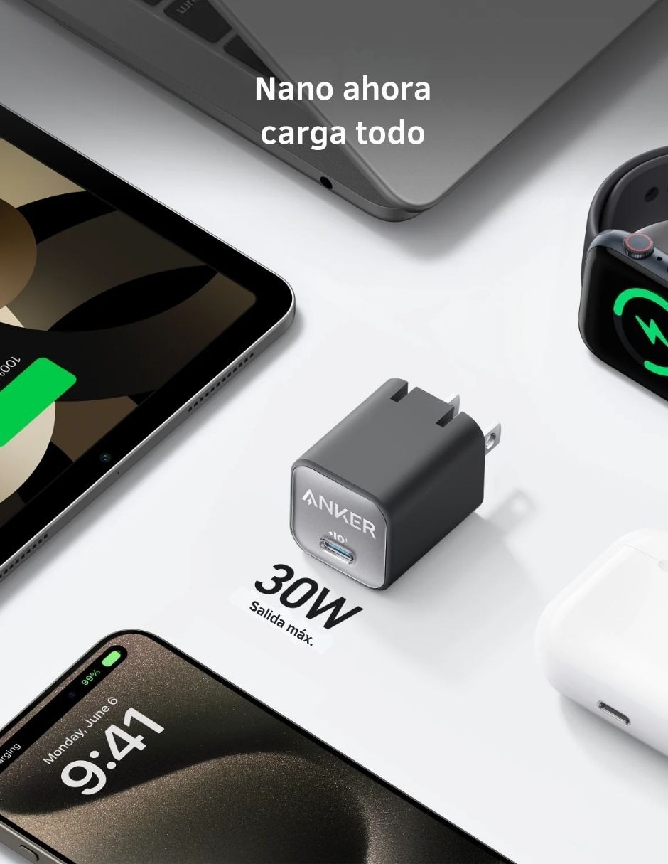 Adaptador de corriente Anker nano USB tipo C 30 W