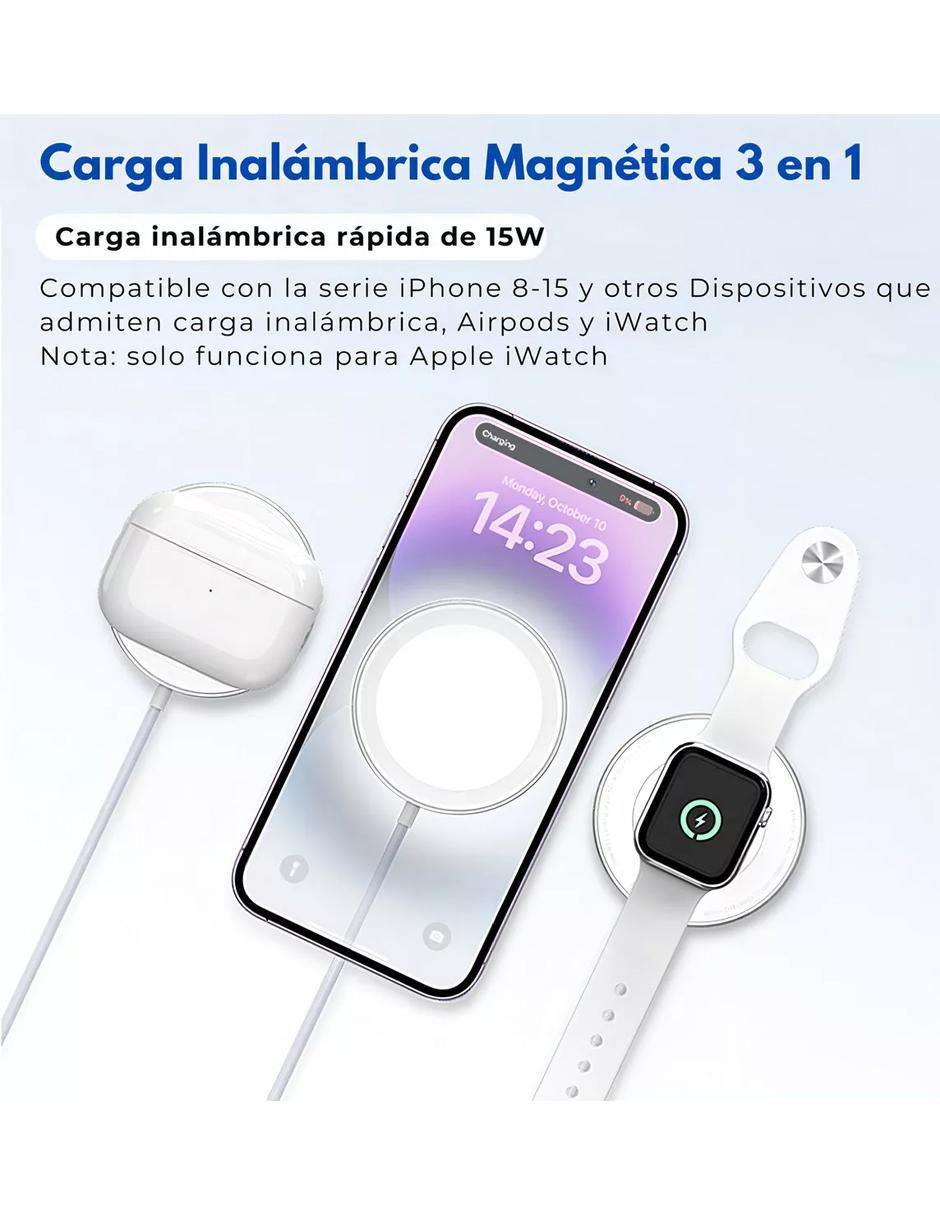 Cargador Wireless USB + USB tipo C 5
