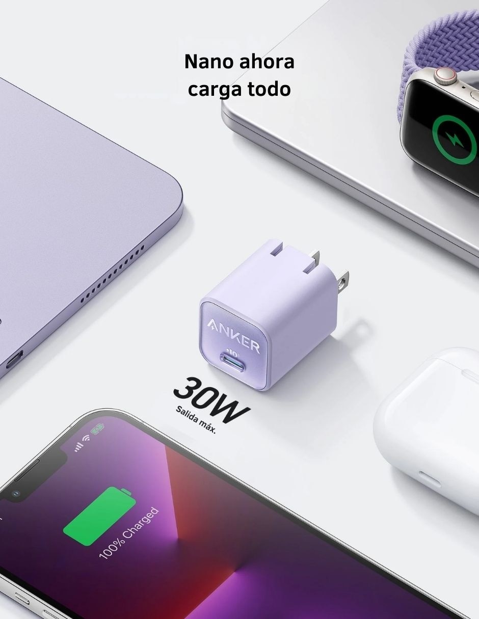 CARGADOR PARED ANKER 30W USB , MORADO