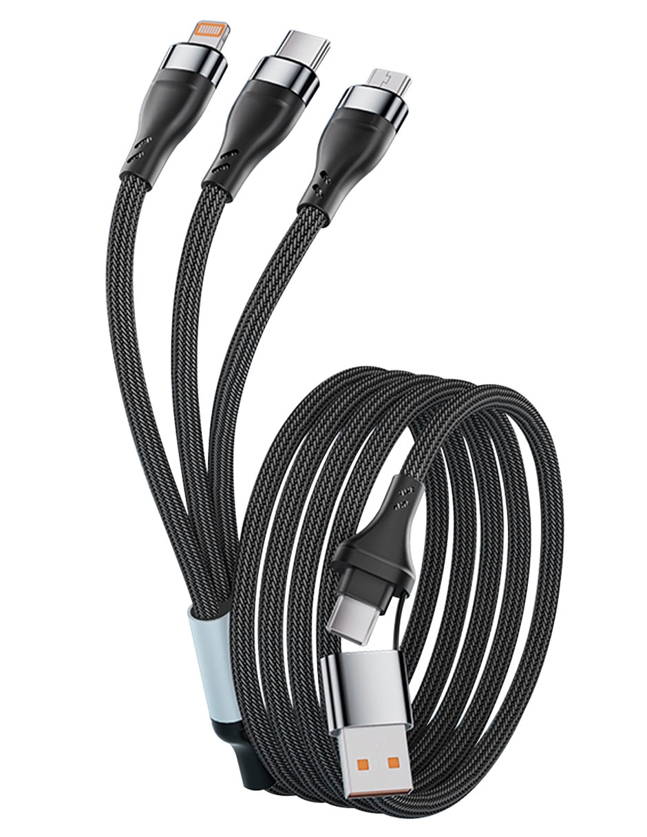 Cable cargador lightning, micro USB y tipo C a tipo USB C de 1 m