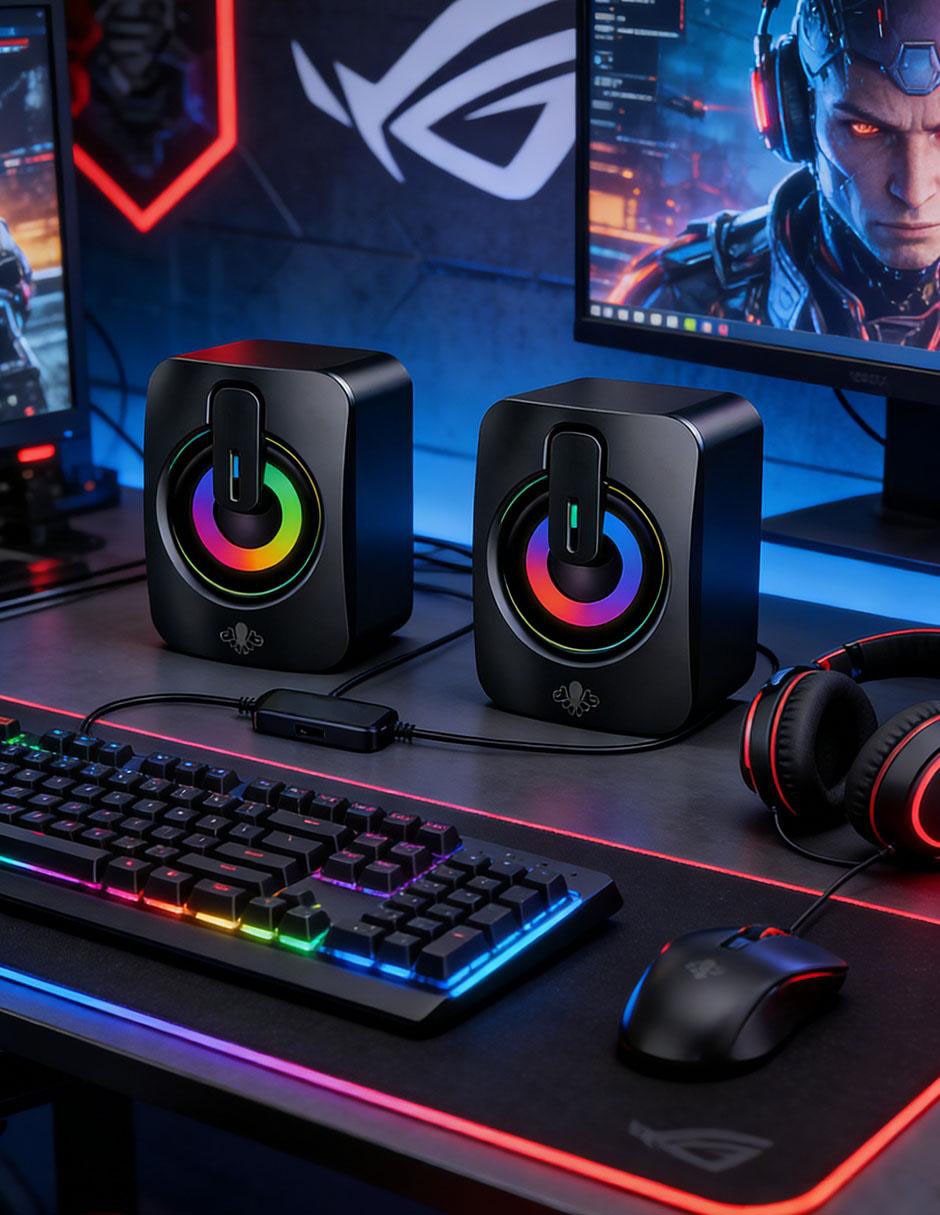 Altavoces gamer con luces LED 5