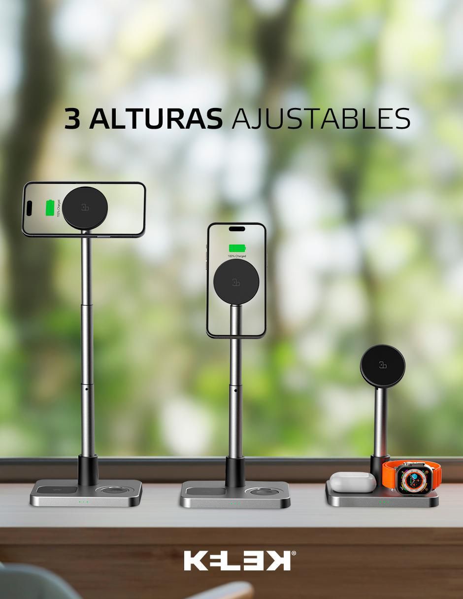 Cargador inalámbrico de 15 W USB + USB tipo C QI-3-G1 9