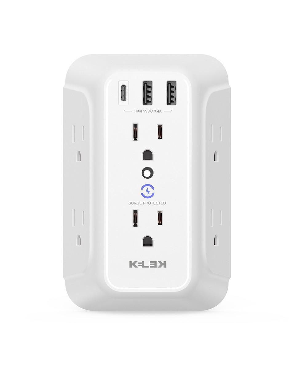 Multicontacto MULT-6-W1 de 6 contactos, 2 puertos USB y 1 puerto USB C