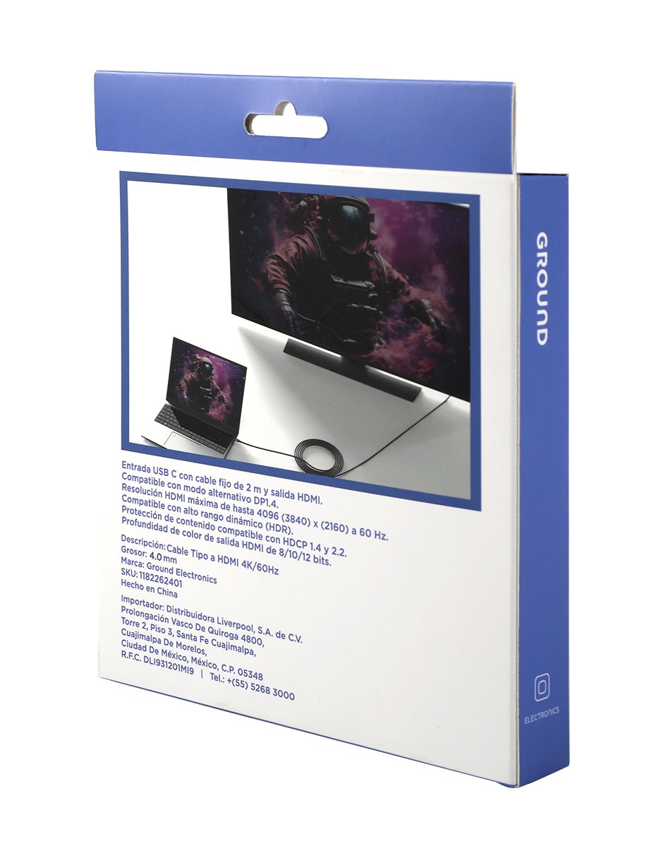 Cable HDMI a tipo USB C de 2 m 6