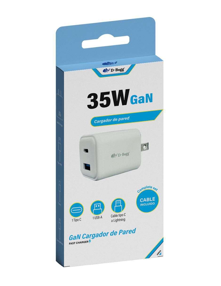 Cargador pared de 35 w USB + USB Tipo C 3