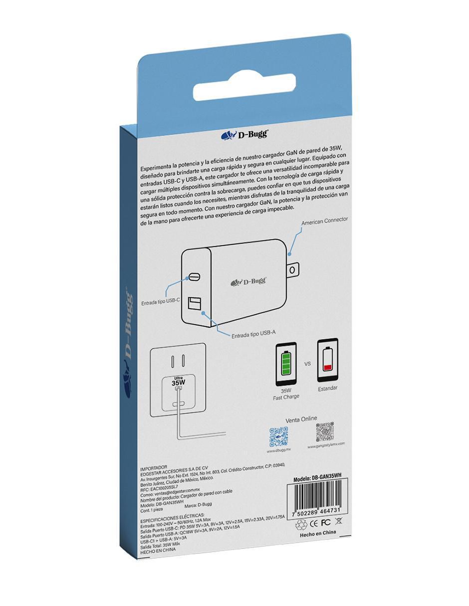 Cargador pared de 35 w USB + USB Tipo C 4