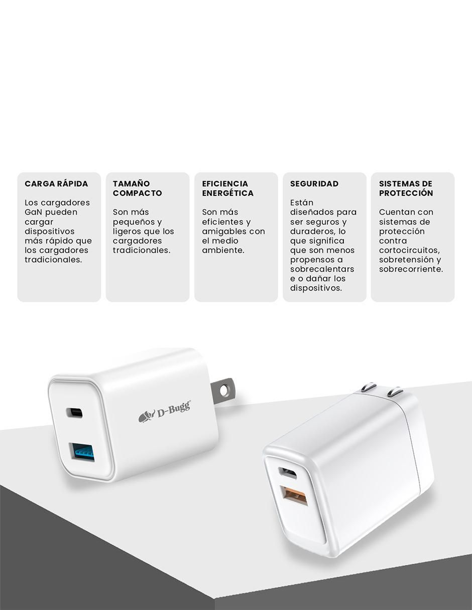 Cargador pared de 35 w USB + USB Tipo C 5
