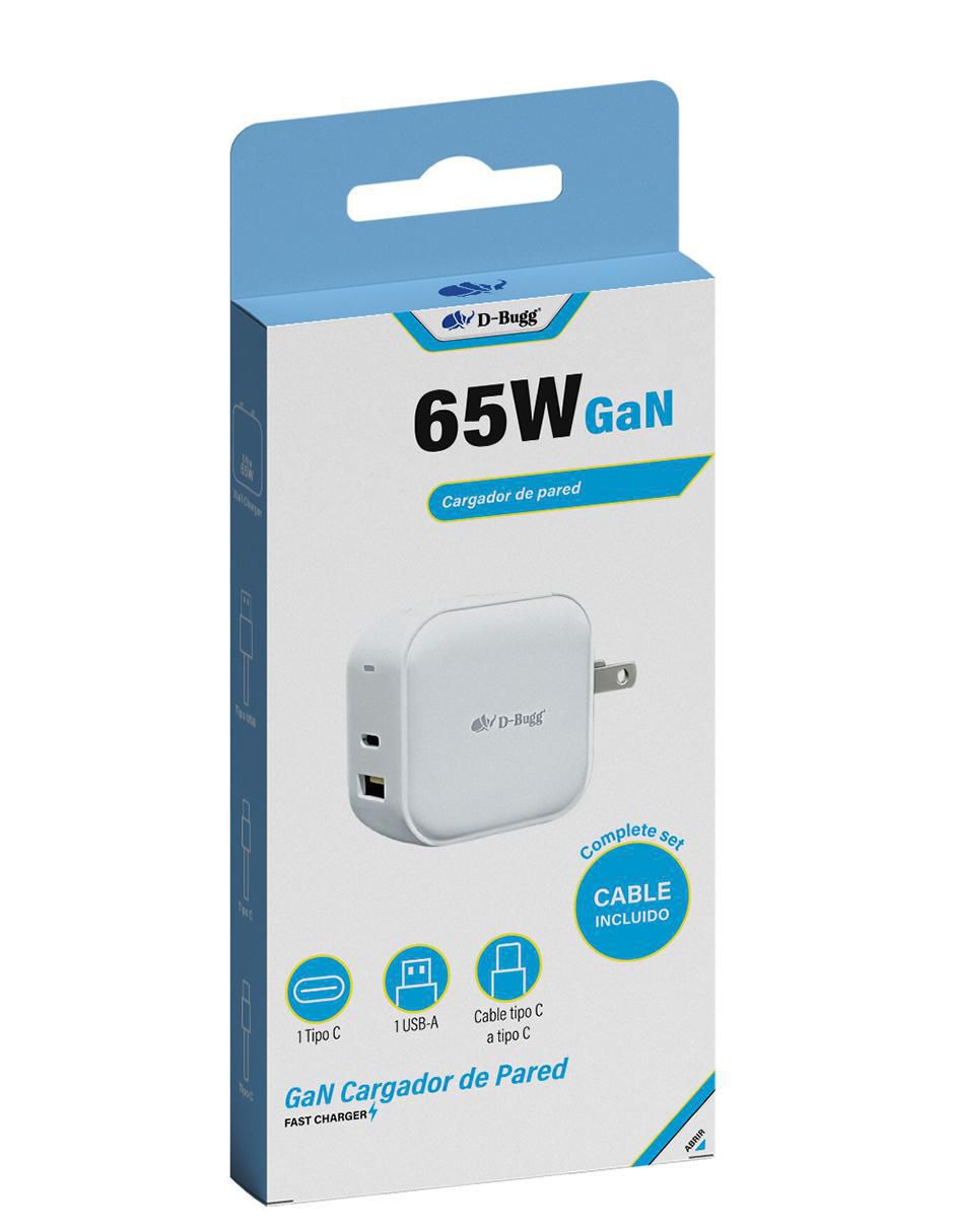 Cargador pared de 65 w USB Tipo A + USB Tipo C 3
