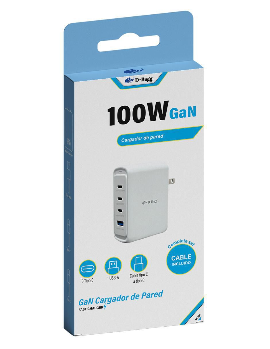 Cargador pared de 100 w USB Tipo A + USB Tipo C 3