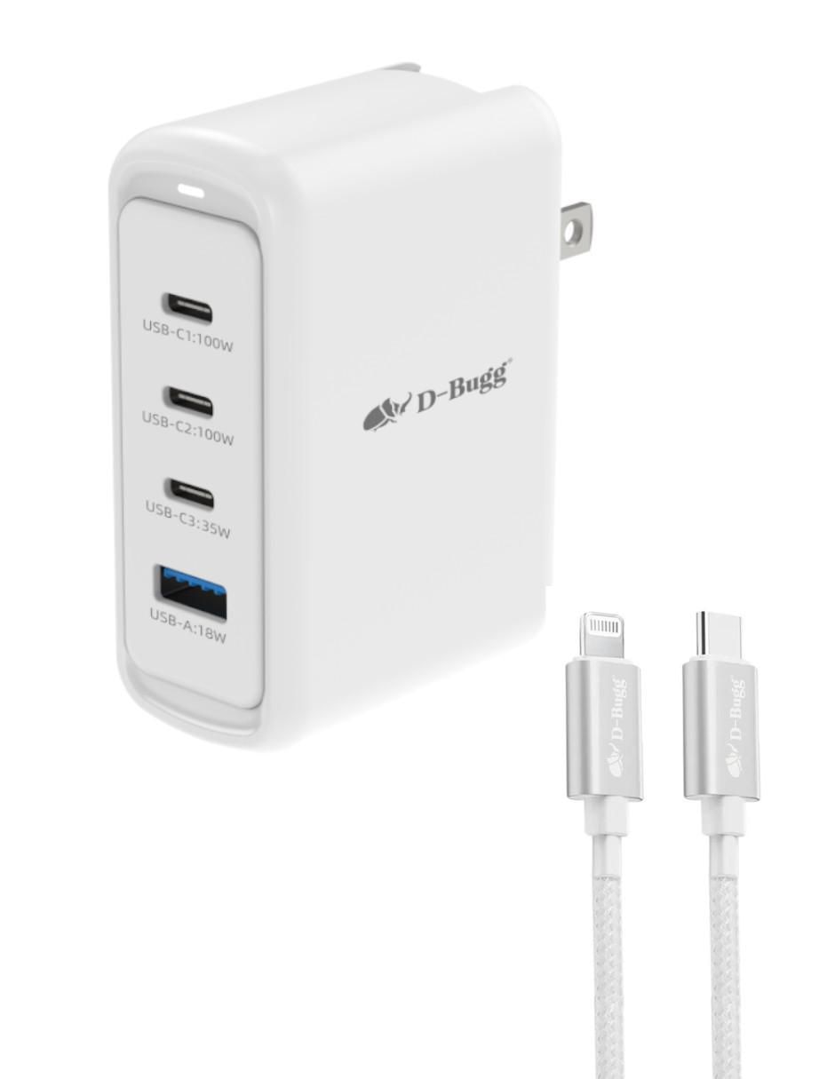 Cargador pared de 100 w USB Tipo A + USB Tipo C
