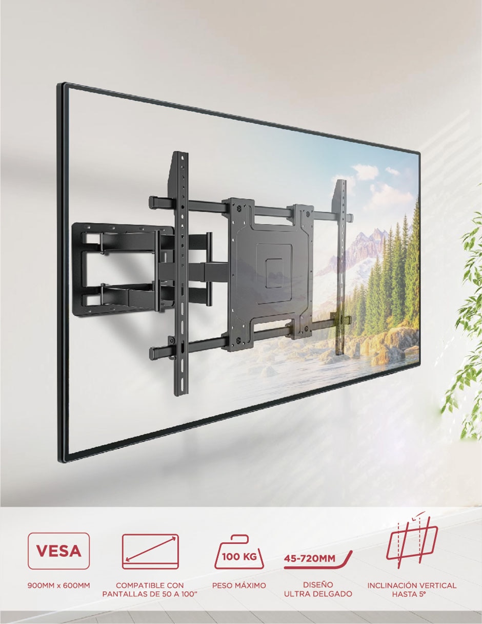 Soporte de pared para pantalla inclinable 50 - 100 pulgadas 3