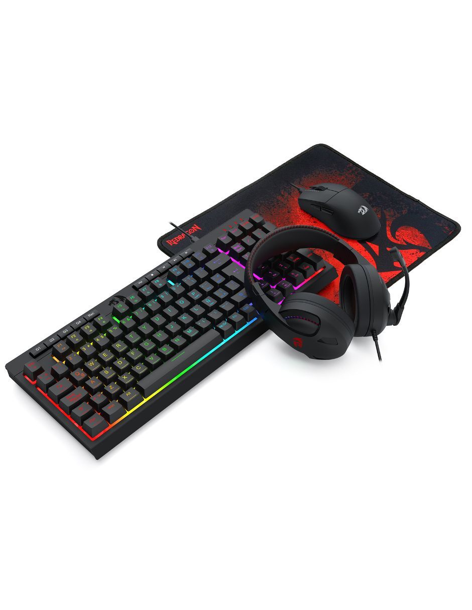 Mouse y teclado S147 con audifonos y mousepad