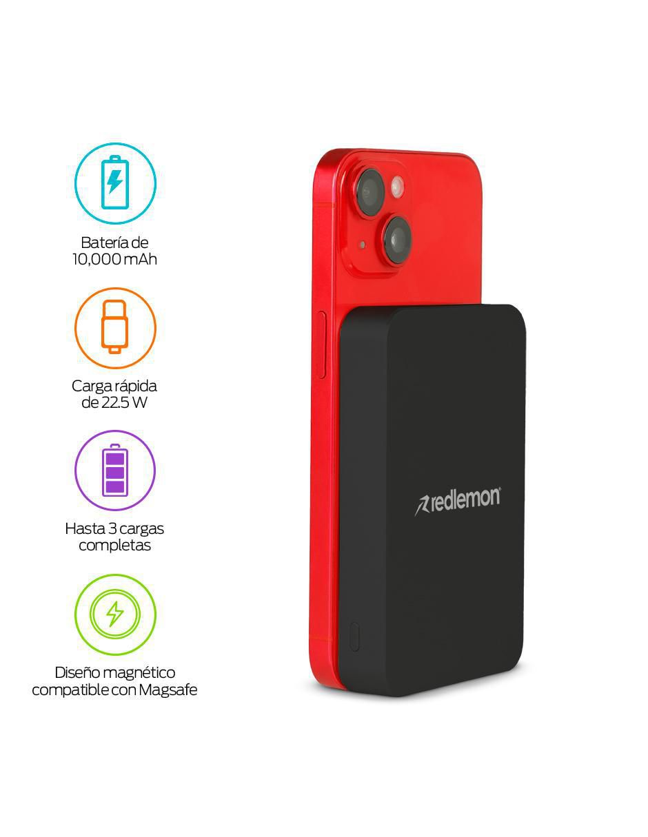 Batería portátil redlemon 10000 mah magnético