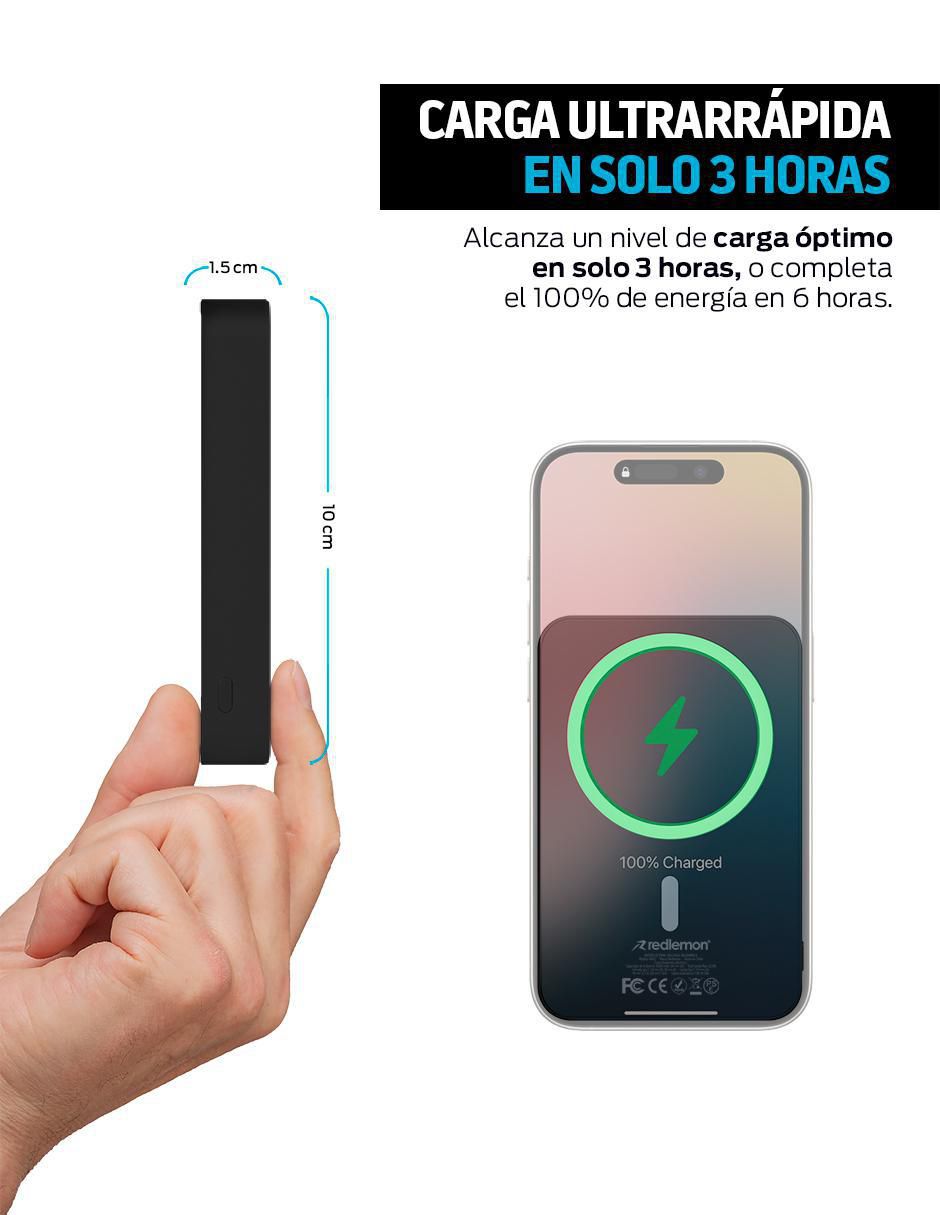 Batería portátil redlemon 10000 mah magnético