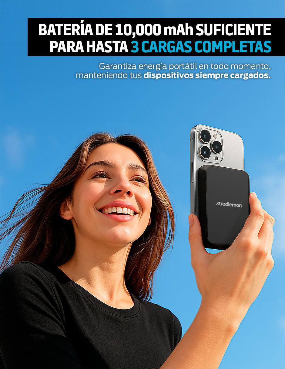 Batería portátil redlemon 10000 mah magnético