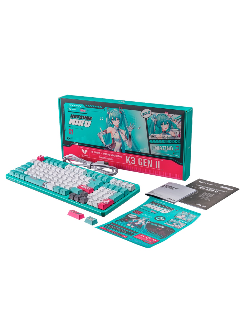 Teclado gamer retroiluminado español con interruptor optomecánico TUF gaming K3 gen II Hatsune Miku edition 7
