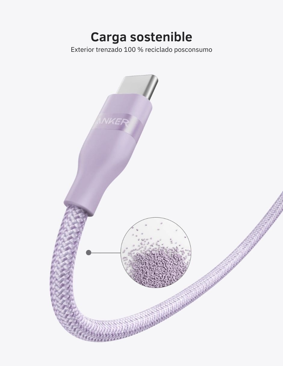 CABLE C ANKER A C 90CM 240W, MORADO
