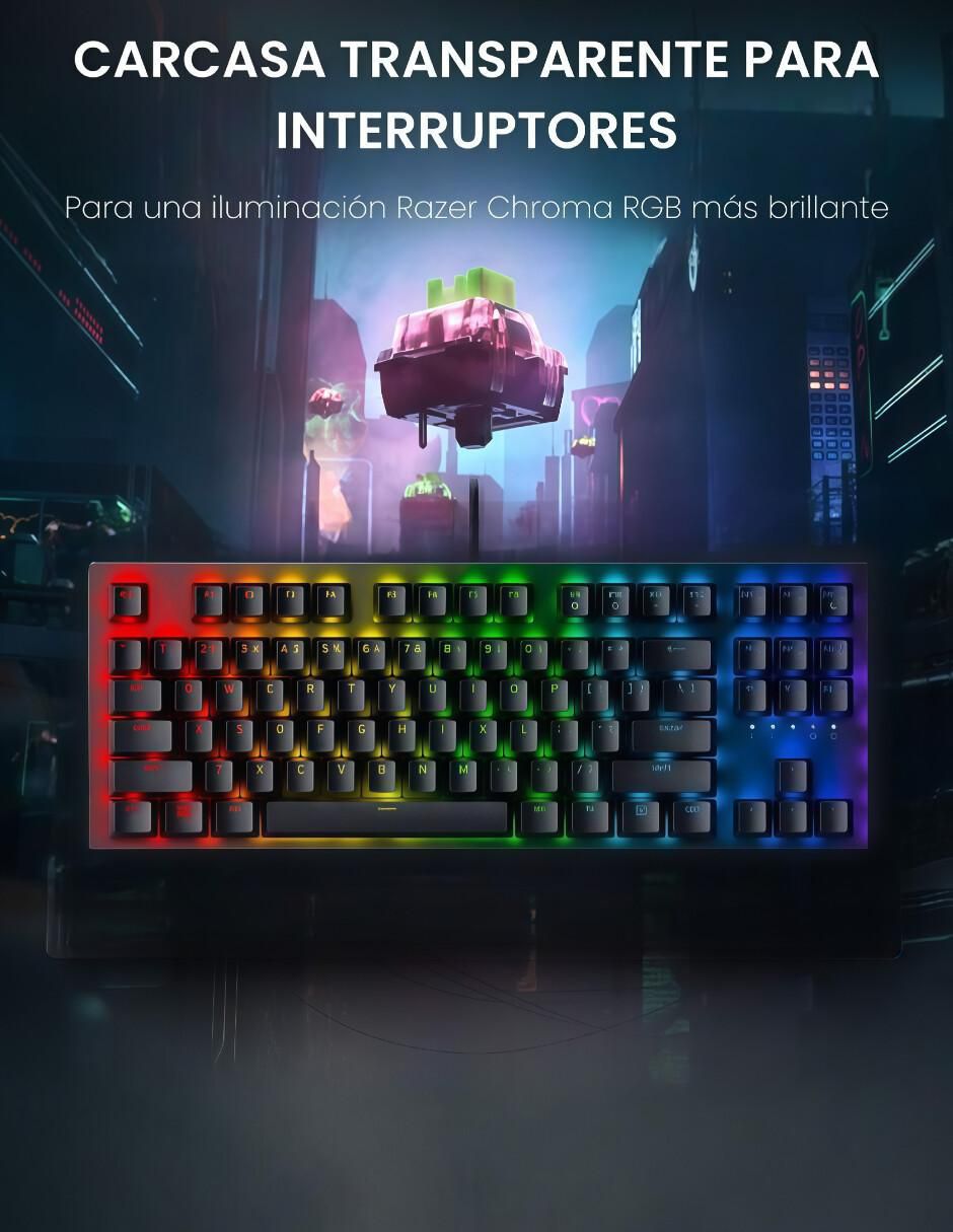 Teclado gamer usb-c qwert inglés con interruptor lineal (red, black) huntsman v2 tkl reacondicionado 5
