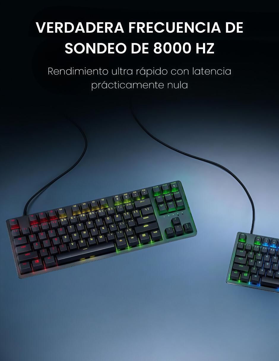 Teclado gamer usb-c qwert inglés con interruptor lineal (red, black) huntsman v2 tkl reacondicionado 7