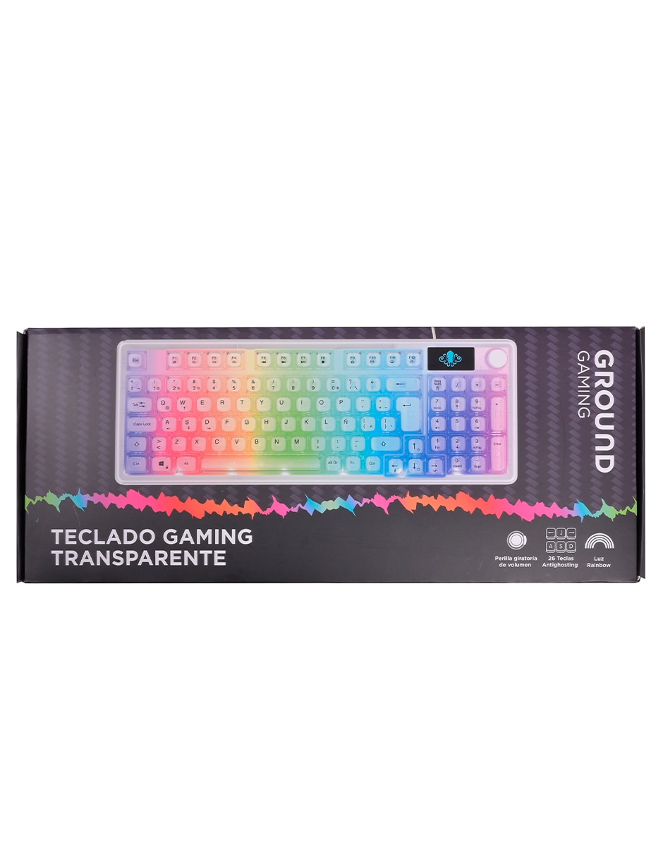 Kit teclado gamer USB-A 2.0 QWERT español con interruptor membrana plana teclado alambrico transparente 2