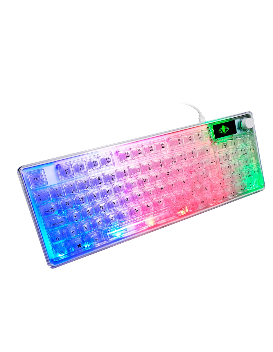 Kit teclado gamer USB-A 2.0 QWERT español con interruptor membrana plana teclado alambrico transparente 3