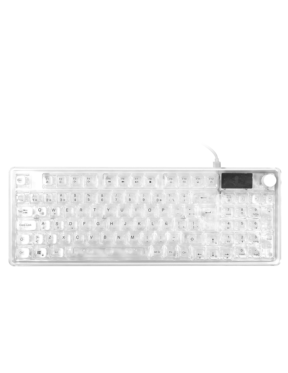 Kit teclado gamer USB-A 2.0 QWERT español con interruptor membrana plana teclado alambrico transparente 4