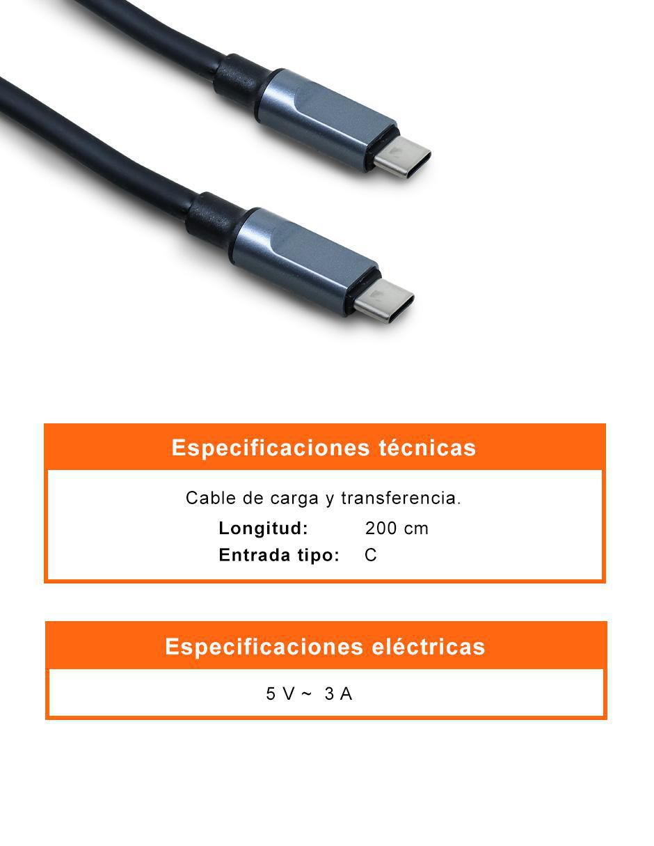 Cable USB C a tipo USB C de 2 m 8