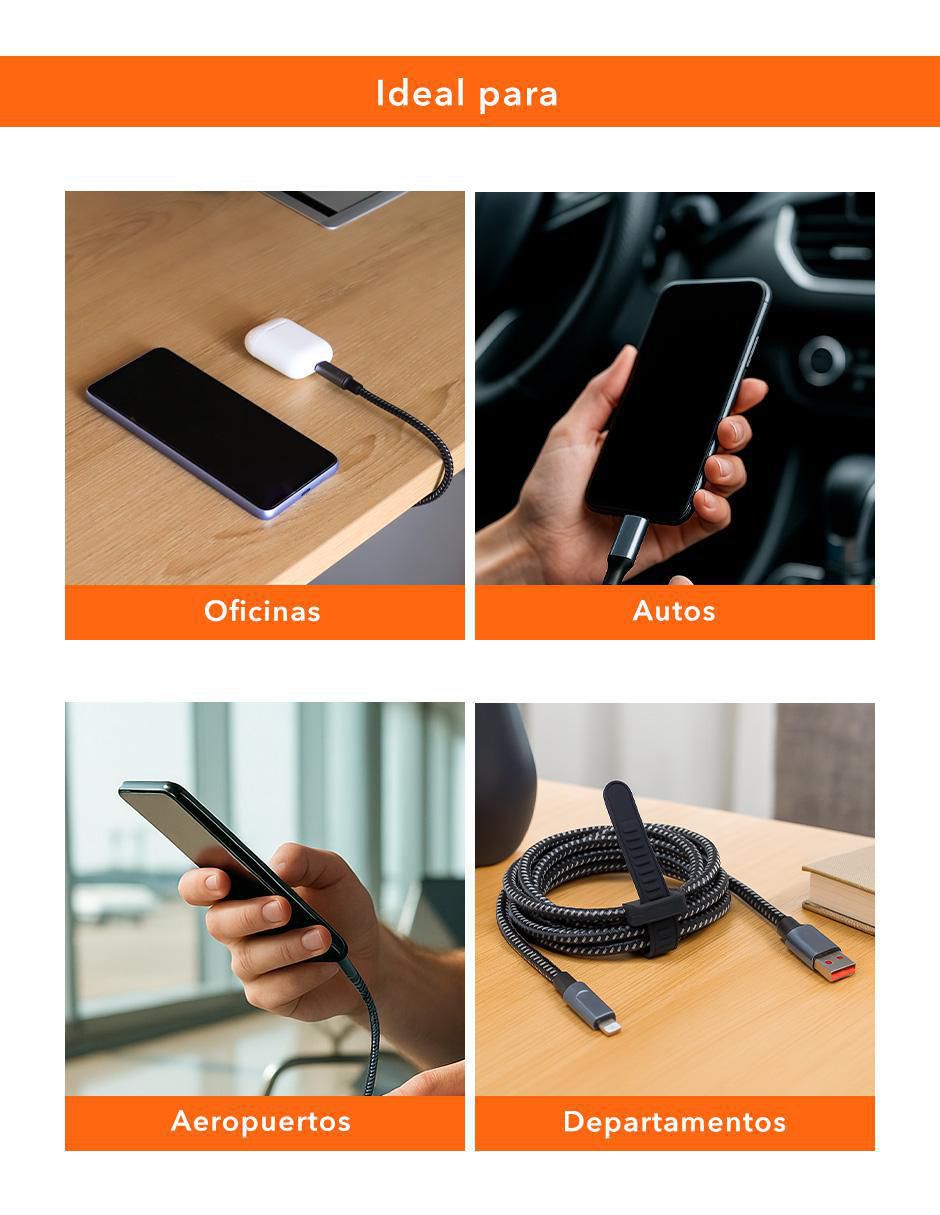 Cable USB A a tipo lightning de 2 m 6