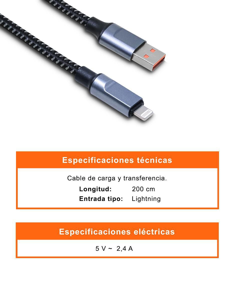 Cable USB A a tipo lightning de 2 m 8
