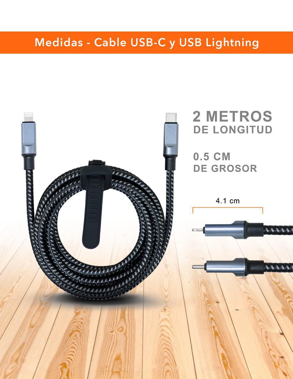 Cable USB C a tipo lightning de 2 m 10