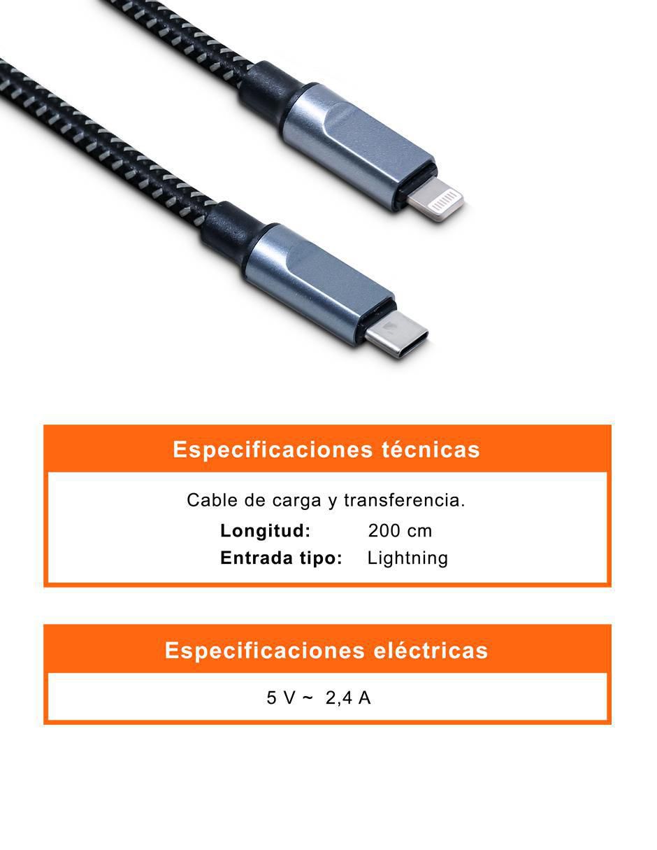 Cable USB C a tipo lightning de 2 m 8