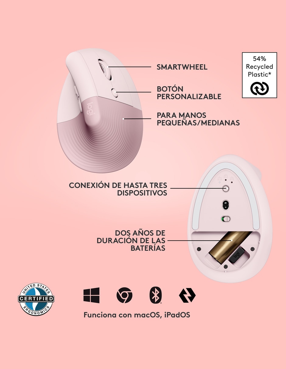 Mouse inalámbrico lift 910-006472 6