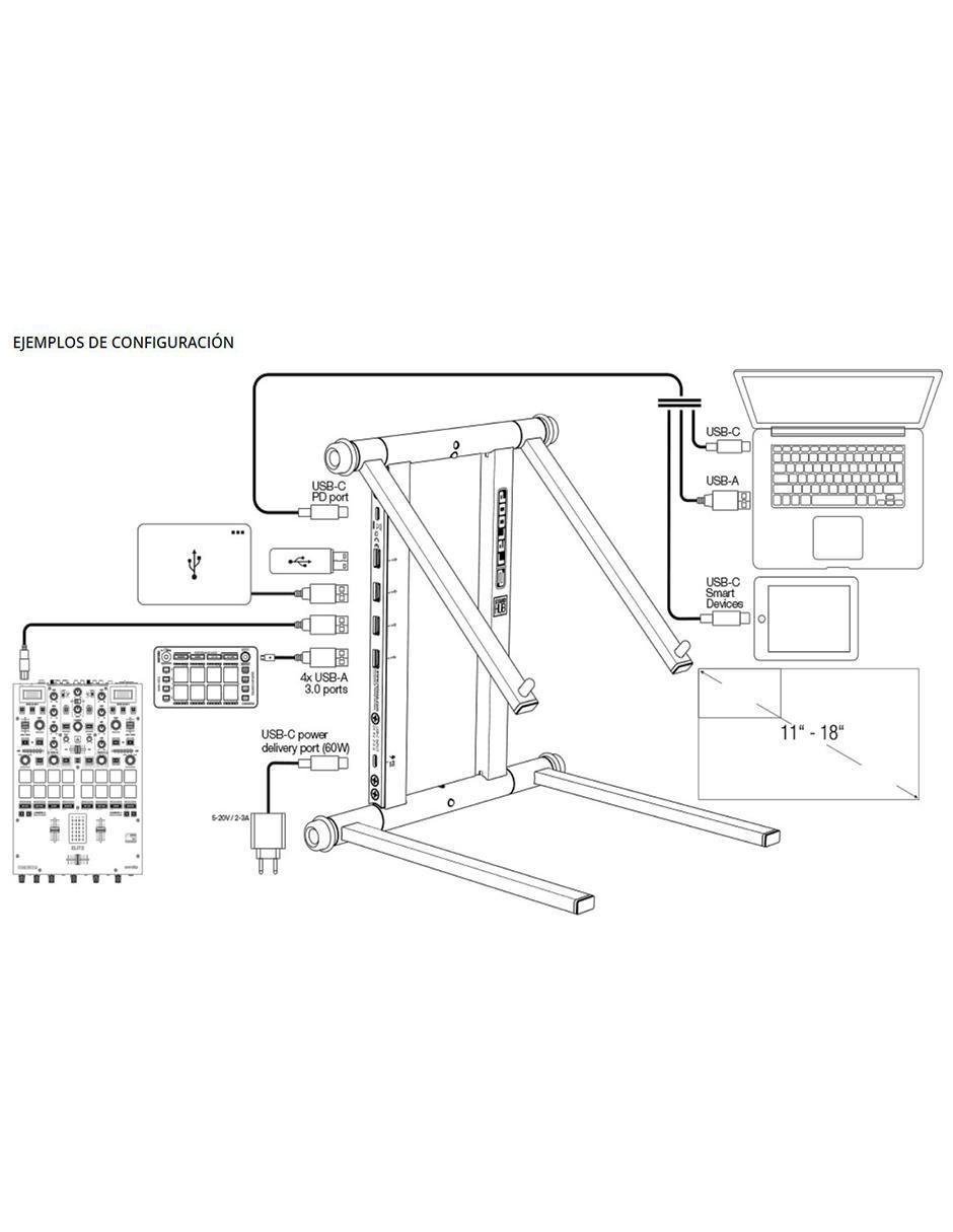 Base para computadora ajustable Stand HUB 2