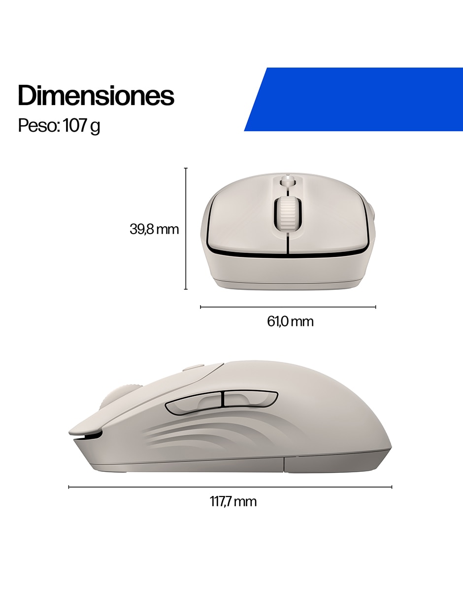 MOUSE HP 400 QUIET, SIN TAMAÑO, VAINILLA